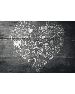 Leyiyi Valentine's Day Backdrop 10x6.5ft Photography Backdrop Graffiti White Watercolor Different Shapes Love Heart Vintage Wooden Textured Shabby Chic Wall Grung Young Lovers Portraits Props