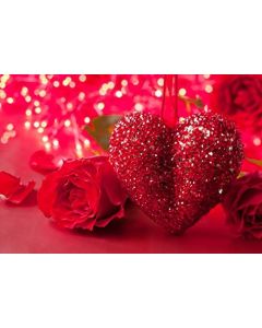 Leyiyi 10x8ft Valentine's Day Photography Backdrop Red 3D Crystal Love Heart Red Rose Blurry Virtual Background Wedding Lovers Couples Portraits Props Marriage Proposal Decoration
