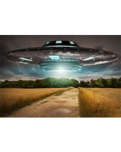 Leyiyi 7x5ft UFO Planet Arrive Backdrop Outer Space Creature Alien Travel Spacecraft Grunge Earth Western Rural Farmland Photo Background Cowboy Birthday Portrait Shoot Studio Vinyl Prop Wallpaper
