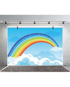 Leyiyi 5x3ft Photography Background Cartoon Birthday Party Backdrop Rainbow Shining Star Clody Unicorn Disappear Blue Sky Wallpaper Dessert Table Summer Baby Shower Photo Portrait Vinyl Studio Prop