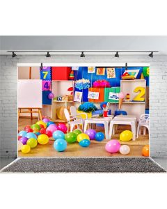 Leyiyi 6x4ft Photography Background Happy Birthday Backdrop Children's Room Ballon Furniture Kindergarten Classroom Sketchpad Toys Modern Design Baby Shower Photo Portrait Vinyl Studio Video Prop