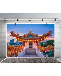 Leyiyi 8x6ft Photography Background Tradition Chinese Architecture Backdrop Thean HOU Temple Mid-Autumn Festival Kuala Lumpur Landmark Southeast Asia Travel Photo Portrait Vinyl Studio Video Prop