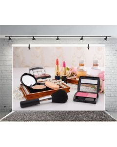 Leyiyi 5x3ft Photography Backdrop Dresser Table Backdrop Make-up Vlogger Products Henna Party Lipstick Eyeshadow Brush Blusher Pearl Necklace Bridal Shower Blogger Photo Portrait Vinyl Studio Prop